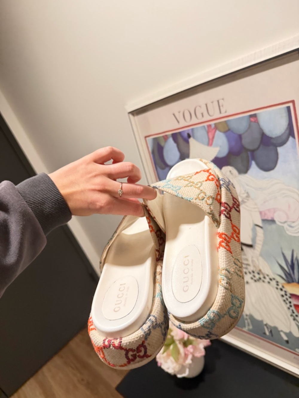 Gucci Multicolor GG Canvas Platform Slide Sandals - Picture 6 of 6